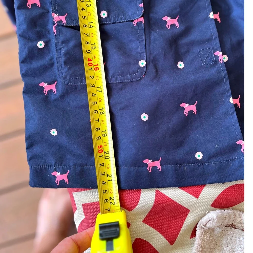 Gymboree Kids Navy Blue‎ Raincoat Pink Dog Print Hooded Spring Autumn Outerwear